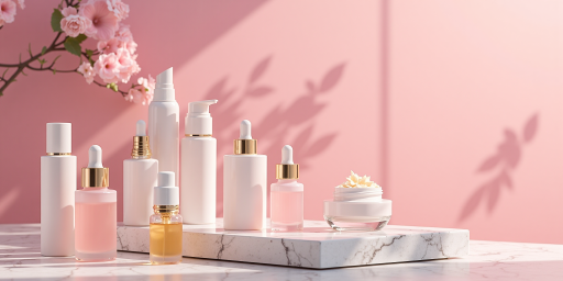 美妆护肤品牌Logo，现代简约设计，圆形图标，品牌标识清晰