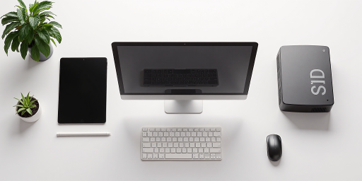 科技产品品牌Logo，几何图形设计，黑白配色，现代简约